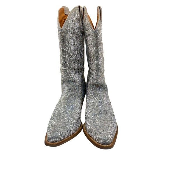 Dingo Women's Silver Dollar Western Boots DI570 Silver-Rhinestone Size 10M - Picture 2 of 8